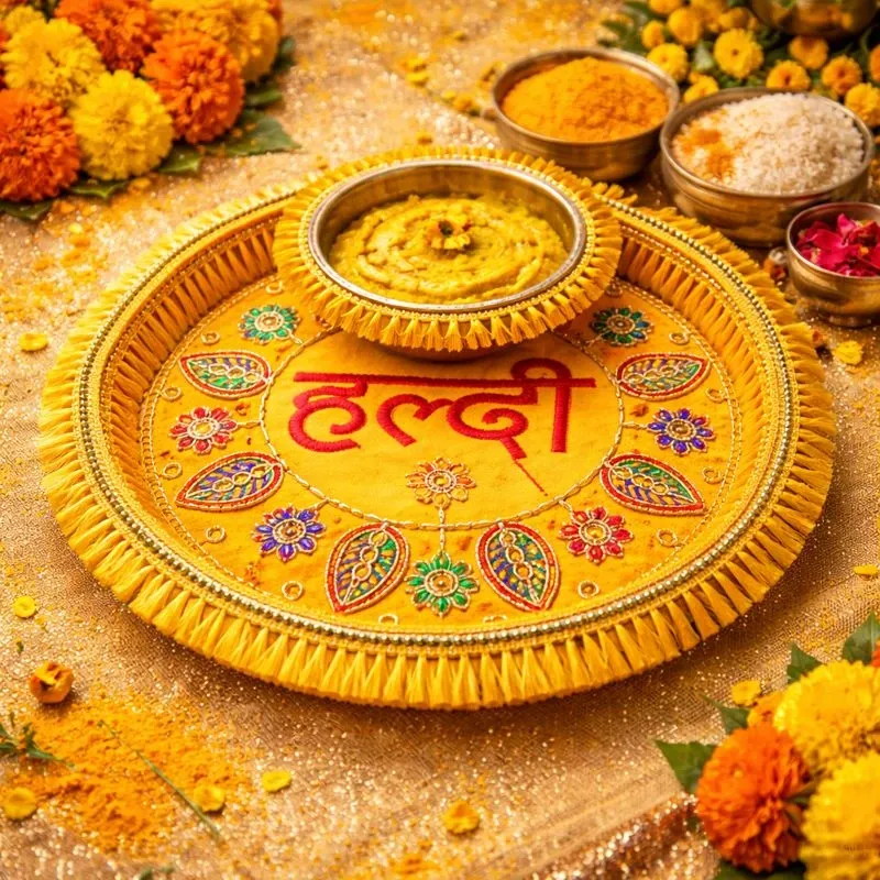 Haldi Ceremony Decorative Thali | Wedding Haldi Ritual Plate for Pre ...